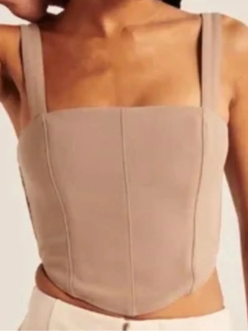 Abercrombie & Fitch | Tan Sculpture Corset Tank Top L Chic Minimalist Neutral